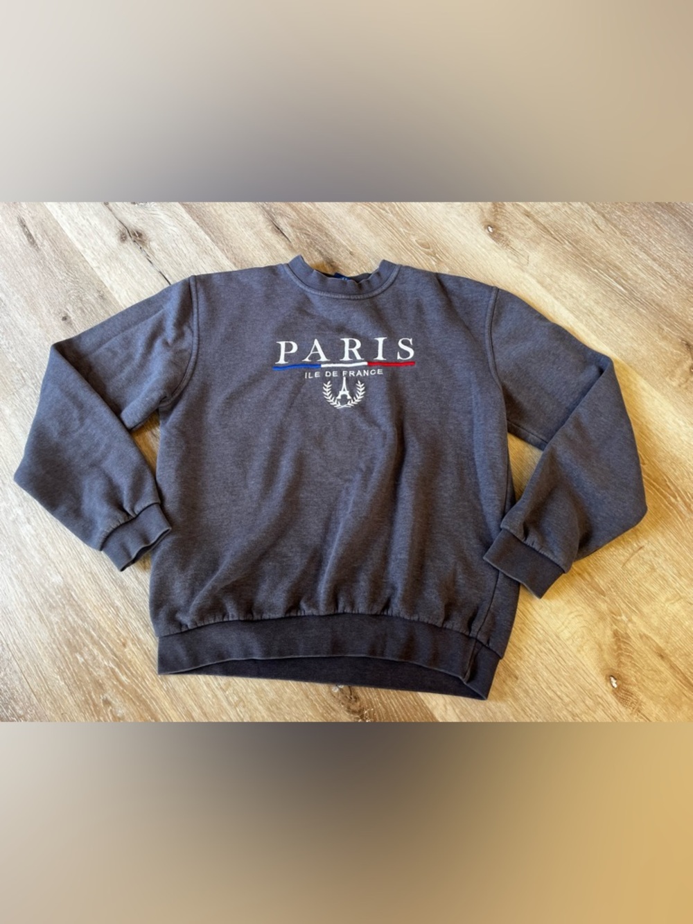 Aris Charcoal Crewneck Sweatshirt with Red & Blue Logo